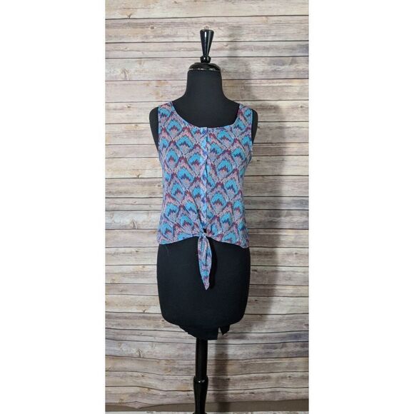 Lush Womens Small Sleeveless Tank Top Tie Bottom Blue Purple - Picture 1 of 6